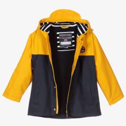Week-end à la mer-معطف واقي من المطر بهودي لون أصفر وكحلي للأطفال | Childrensalon Outlet