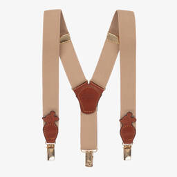 Zaccone-Beige Cotton & Leather Braces | Childrensalon Outlet