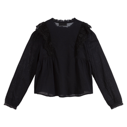 Zadig&Voltaire-Черная блузка из хлопка и кружева | Childrensalon Outlet