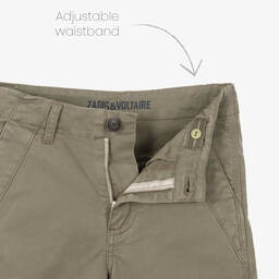 Zadig&Voltaire-Boys Khaki Green Cotton Cargo Shorts | Childrensalon Outlet