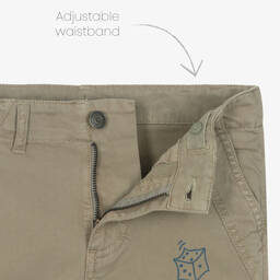 Zadig&Voltaire-Boys Khaki Green Cotton Twill Shorts | Childrensalon Outlet