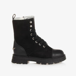 Zadig&Voltaire-Girls Black Leather Lace-Up Boots | Childrensalon Outlet