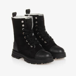 Zadig&Voltaire-Girls Black Leather Lace-Up Boots | Childrensalon Outlet
