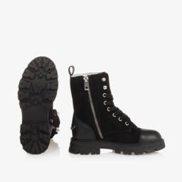Zadig&Voltaire-Girls Black Leather Lace-Up Boots | Childrensalon Outlet