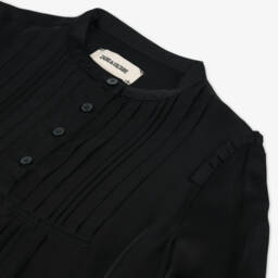 Zadig&Voltaire-Girls Black Satin Pleated Dress | Childrensalon Outlet
