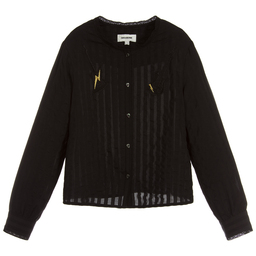 Zadig&Voltaire-Girls Black Silk Blouse  | Childrensalon Outlet