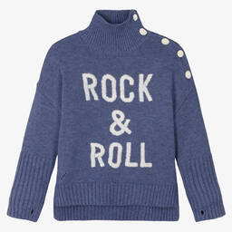 Zadig&Voltaire-Girls Blue Wool Turtleneck Sweater | Childrensalon Outlet