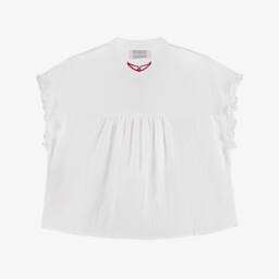 Zadig&Voltaire-بلوزة فوال بيضاء أنيقة للبنات | Childrensalon Outlet