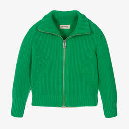 Zadig&Voltaire-Girls Green Knitted Zip-Up Top | Childrensalon Outlet