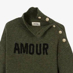 Zadig&Voltaire-Girls Green Wool Turtleneck Sweater | Childrensalon Outlet
