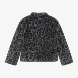 Zadig&Voltaire-Girls Grey Leopard Faux Fur Coat | Childrensalon Outlet