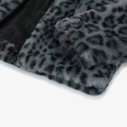 Zadig&Voltaire-Girls Grey Leopard Faux Fur Coat | Childrensalon Outlet