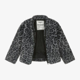 Zadig&Voltaire-Girls Grey Leopard Faux Fur Coat | Childrensalon Outlet
