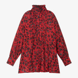 Zadig&Voltaire-Girls Long Sleeve Red Patterned Dress | Childrensalon Outlet
