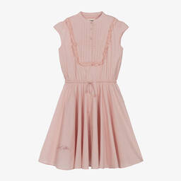 Zadig&Voltaire-Girls Pink Cotton Lace Trim Dress | Childrensalon Outlet