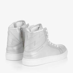Zadig&Voltaire-Girls Silver Leather High-Top Trainers | Childrensalon Outlet