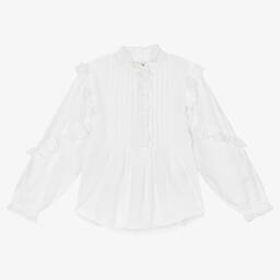 Zadig&Voltaire-Белая хлопковая блузка с рюшами | Childrensalon Outlet