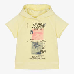 Zadig&Voltaire-Girls Yellow Logo Short Sleeved Hoodie | Childrensalon Outlet