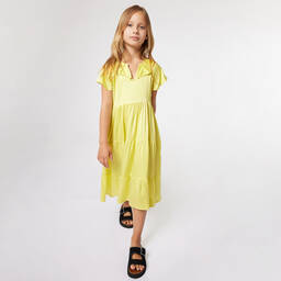 Zadig&Voltaire-فستان بطبقات فيسكوز ساتان لون أصفر فاقع | Childrensalon Outlet