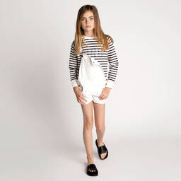 Zadig&Voltaire-Ivory Denim Dungaree Shorts | Childrensalon Outlet