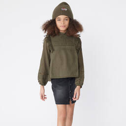 Zadig&Voltaire-Khaki Green Cotton Blouse  | Childrensalon Outlet