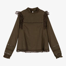 Zadig&Voltaire-Khaki Green Cotton Blouse  | Childrensalon Outlet