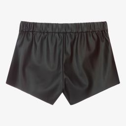 black faux leather shorts