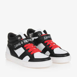 Zadig&Voltaire-Teen Black & White Leather High-Top Trainers | Childrensalon Outlet