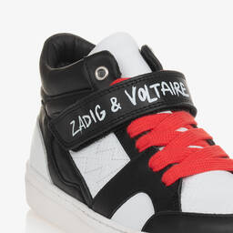 Zadig&Voltaire-Teen Black & White Leather High-Top Trainers | Childrensalon Outlet