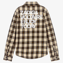Zadig&Voltaire-Бежевая фланелевая рубашка для мальчиков-подростков | Childrensalon Outlet