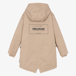 Zadig&Voltaire-Teen Boys Beige Hooded Parka Coat | Childrensalon Outlet