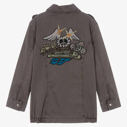 Zadig&Voltaire-Teen Boys Grey Embroidered Military Jacket | Childrensalon Outlet