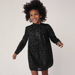 Zadig&Voltaire-فستان تينز بناتي مزين بترتر لون أسود | Childrensalon Outlet