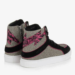 Zadig&Voltaire-Teen Girls Black Suede & SIlver Trainers | Childrensalon Outlet