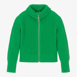 Zadig&Voltaire-توب بسحّاب مزيج صوف محبوك لون أخضر تينز بناتي | Childrensalon Outlet