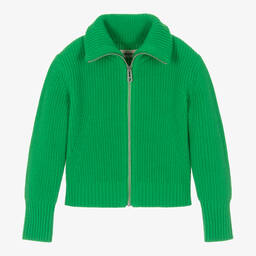 Zadig&Voltaire-توب بسحّاب مزيج صوف محبوك لون أخضر تينز بناتي | Childrensalon Outlet