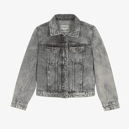 Zadig&Voltaire-Серая джинсовая куртка с вышивкой | Childrensalon Outlet