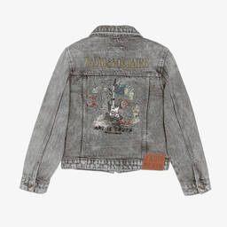Zadig&Voltaire-Серая джинсовая куртка с вышивкой | Childrensalon Outlet