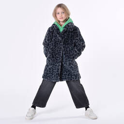 Zadig&Voltaire-Teen Girls Grey Leopard Faux Fur Coat | Childrensalon Outlet