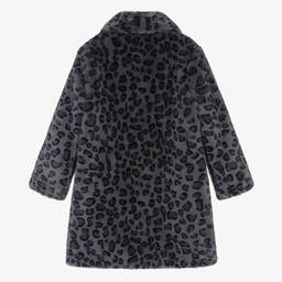 Zadig&Voltaire-Teen Girls Grey Leopard Faux Fur Coat | Childrensalon Outlet
