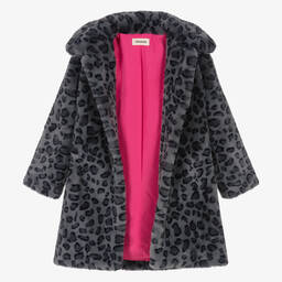 Zadig&Voltaire-Teen Girls Grey Leopard Faux Fur Coat | Childrensalon Outlet