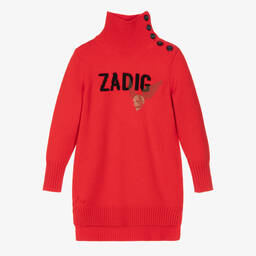 Zadig&Voltaire-Красное шерстяное платье-свитер | Childrensalon Outlet