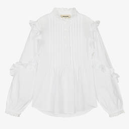 Zadig&Voltaire-Teen Girls White Vintage Lace Cotton Blouse | Childrensalon Outlet