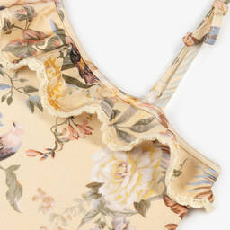 Zimmermann-Girls Beige Floral Swimsuit | Childrensalon Outlet