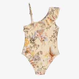 Zimmermann-Girls Beige Floral Swimsuit | Childrensalon Outlet