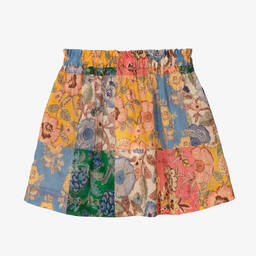 Zimmermann-Голубая хлопковая юбка в стиле пэчворк с цветами | Childrensalon Outlet