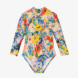 Zimmermann-Girls Blue Floral Swimsuit | Childrensalon Outlet