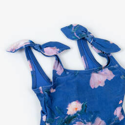 Zimmermann-Girls Blue Floral Swimsuit | Childrensalon Outlet