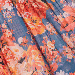 Zimmermann-Girls Blue & Orange Floral Cotton Dress | Childrensalon Outlet