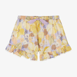 Zimmermann-Girls Floral Cotton Ruffle Shorts | Childrensalon Outlet